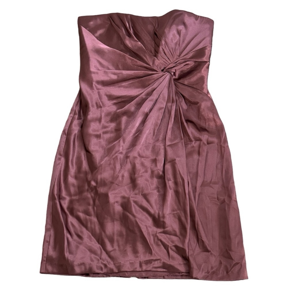DAVID’S BRIDAL Dress Size 10 Rosewood Knot Detail Strapless Mini Wedding Party